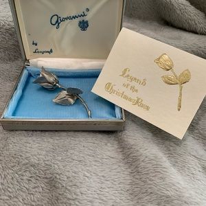 Giovanni by Longcraft Legend of Christmas Silver Rose Pin with Box and Card